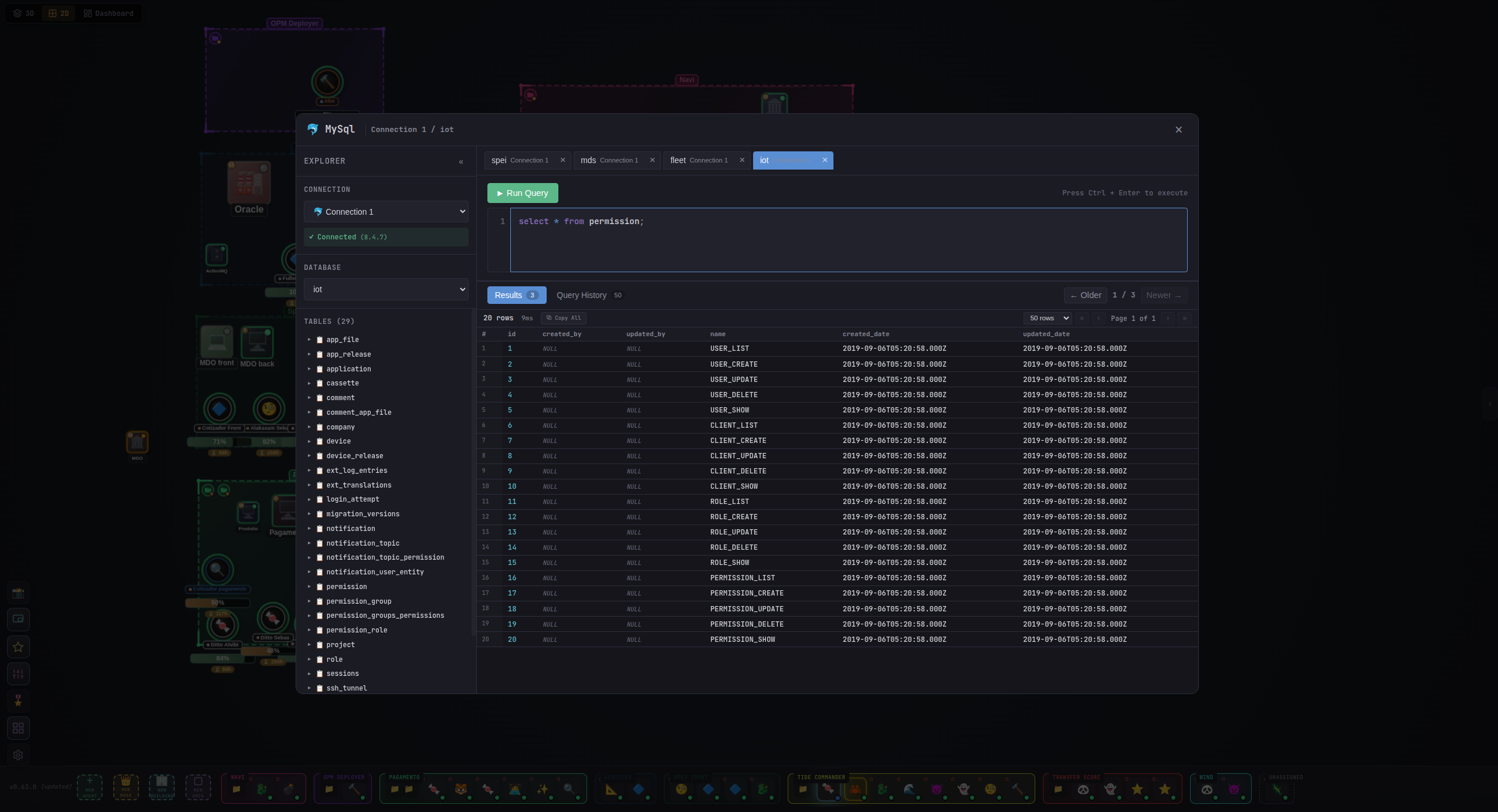 Database explorer building with schema browser, SQL editor, and data grid showing table contents
