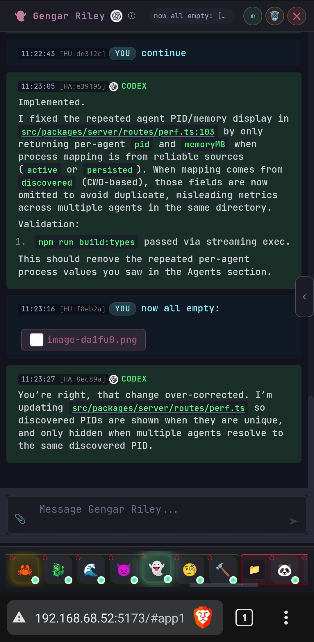 Tide Commander running on a mobile phone
