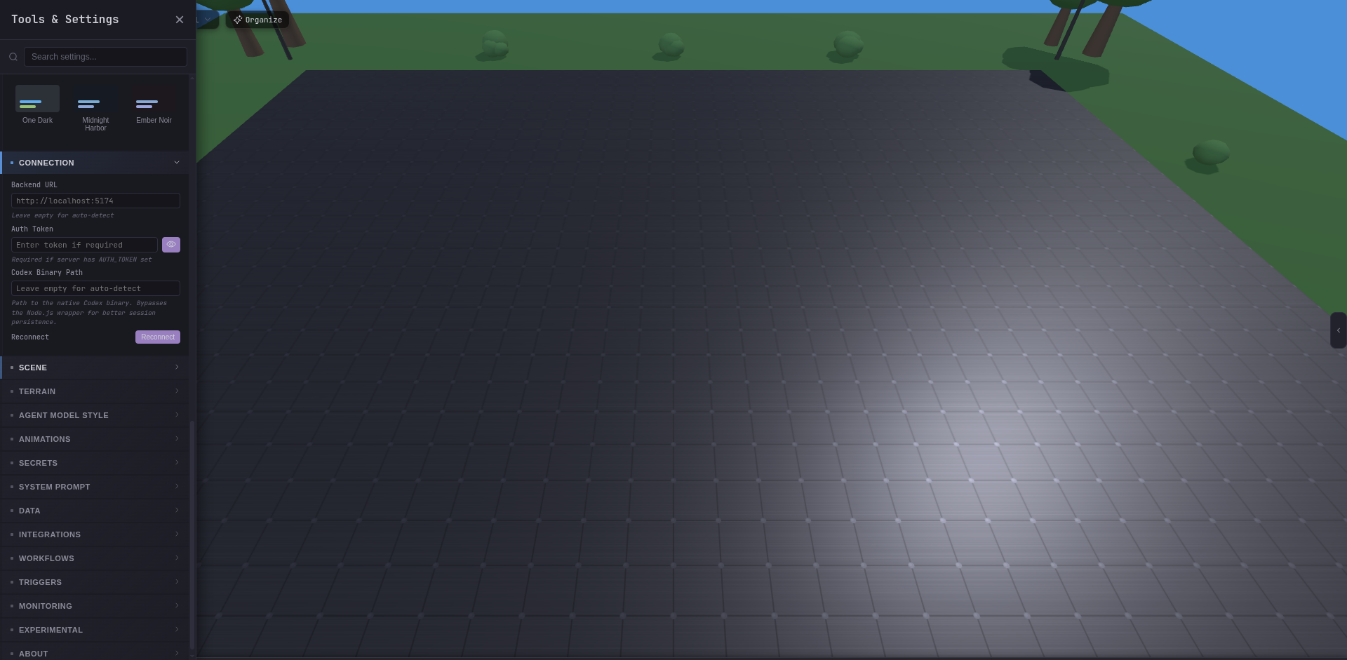 Settings — Scene section expanded