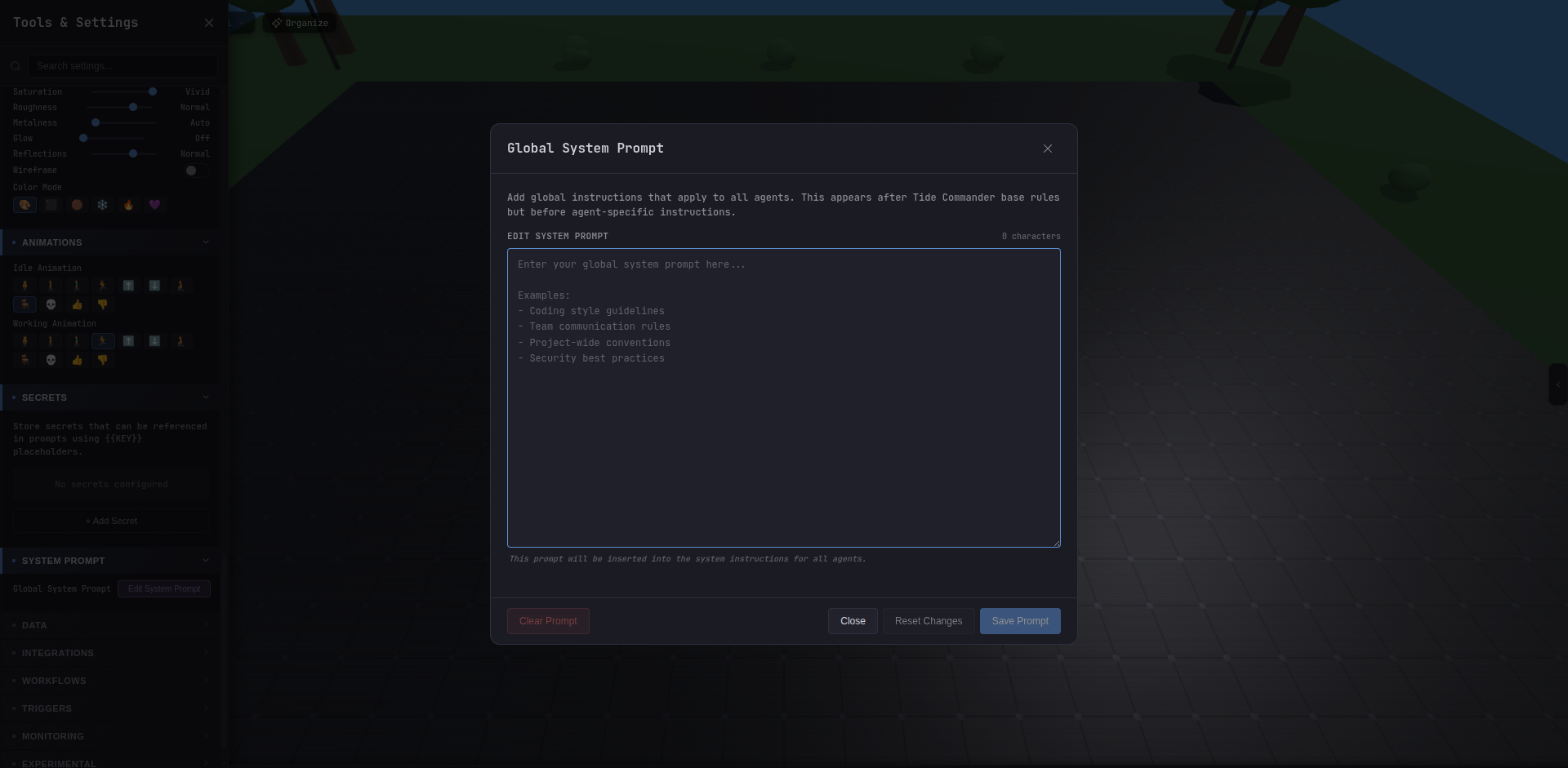 System Prompt modal