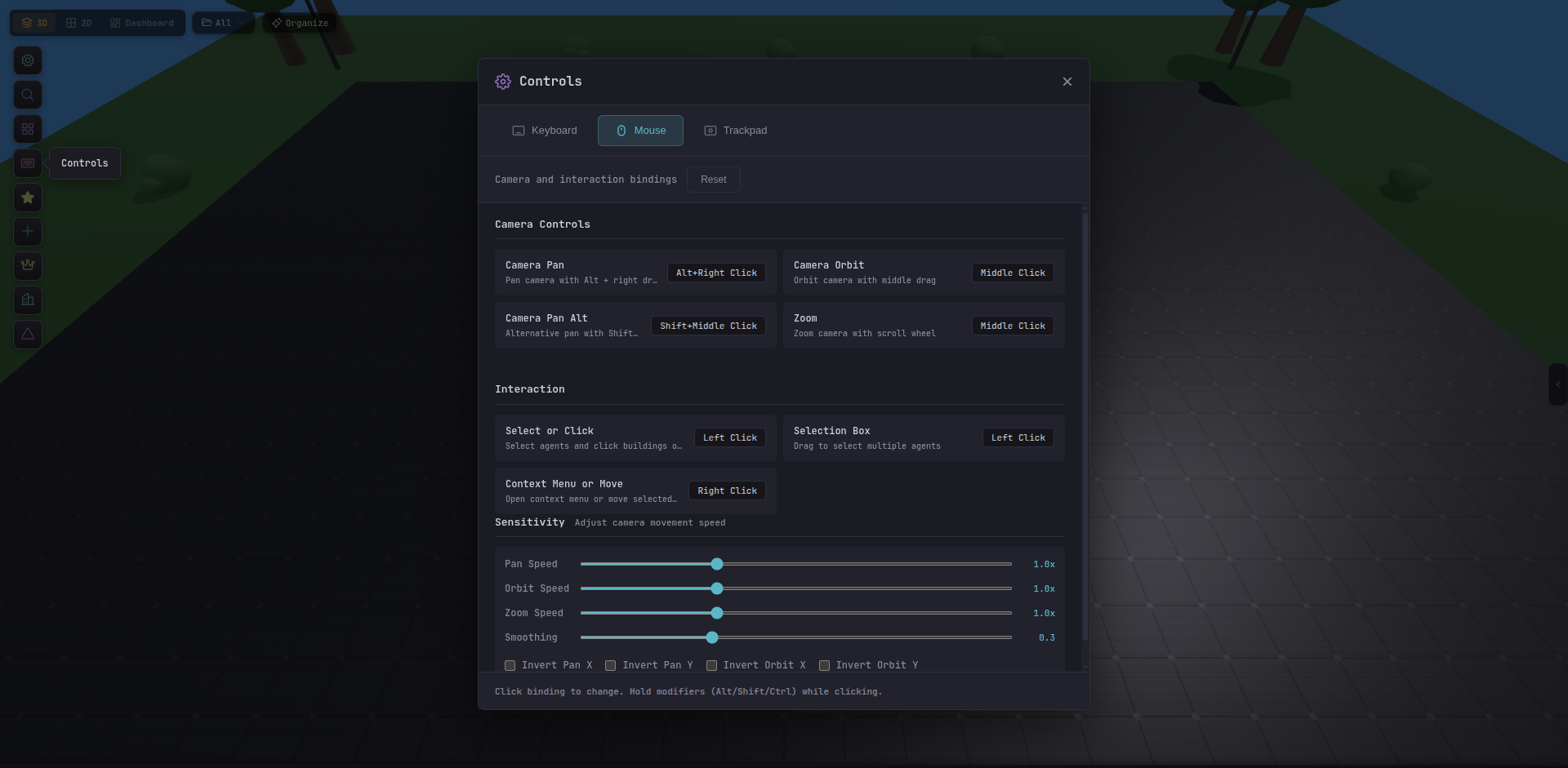Mouse controls help