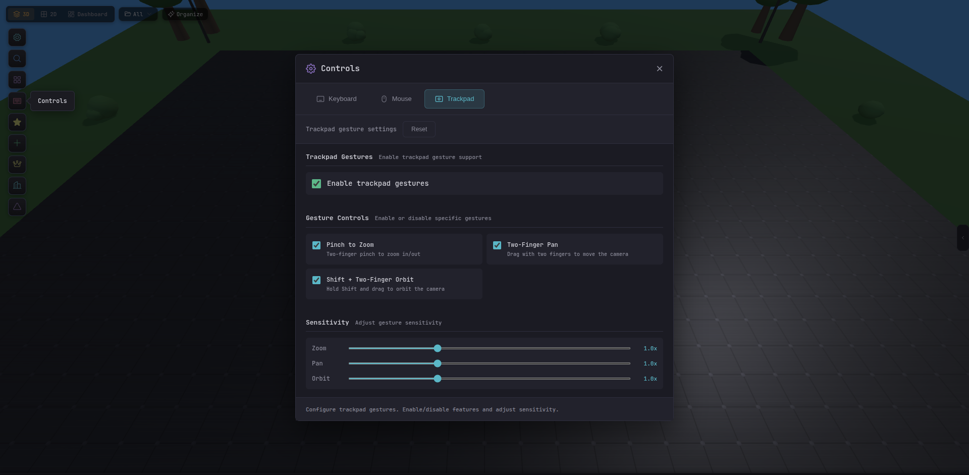Trackpad controls help