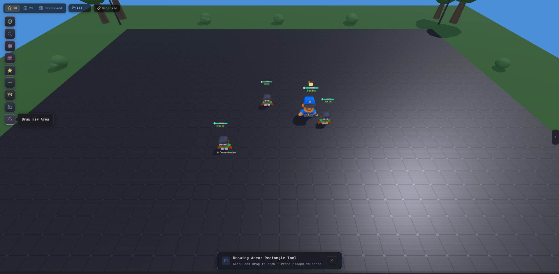 Draw Area rectangle tool active